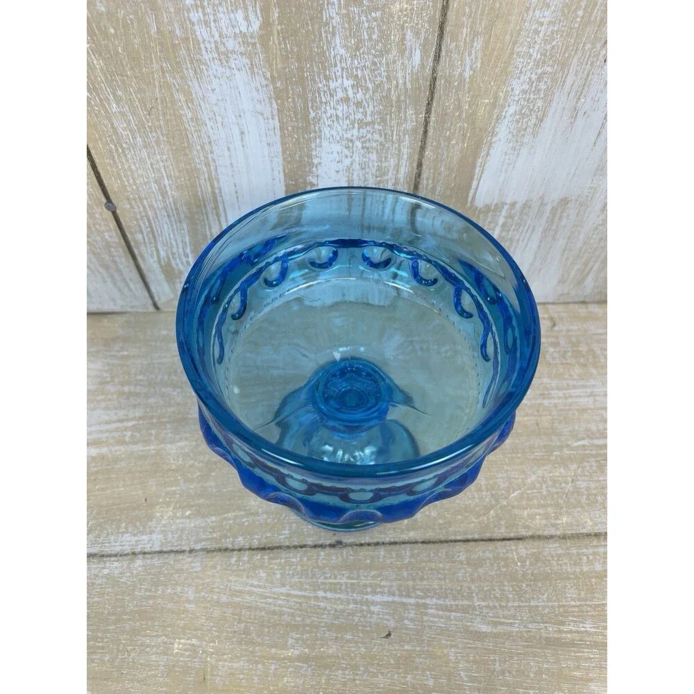 Indiana Glass Blue Kings Crown Compote Candy Dish